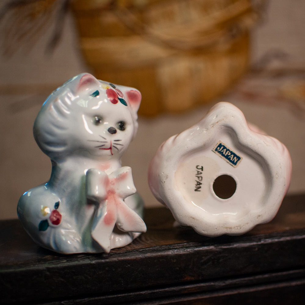 Vintage Japanese Cats with Ribbons 1950's