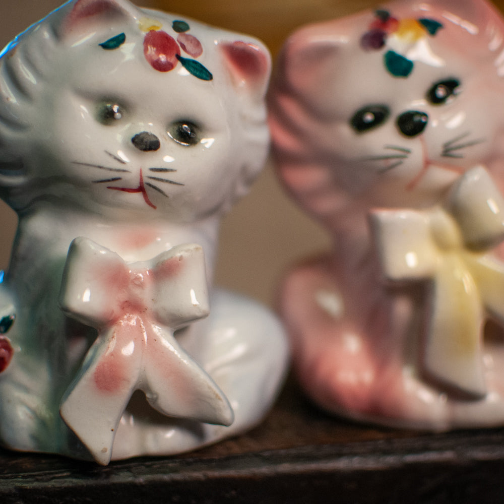 Vintage Japanese Cats with Ribbons 1950's