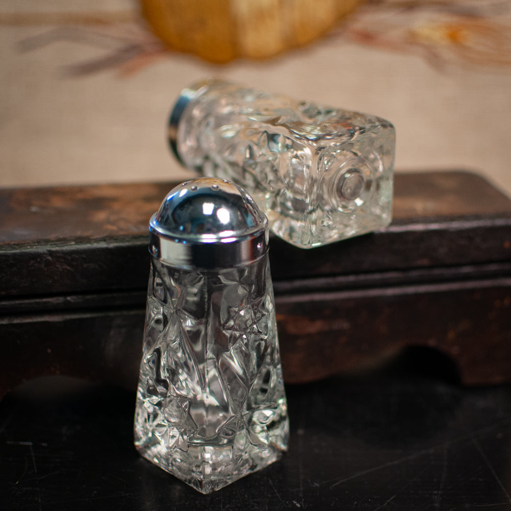 Vintage Anchor Hocking Pressed Glass Salt and Pepper Set