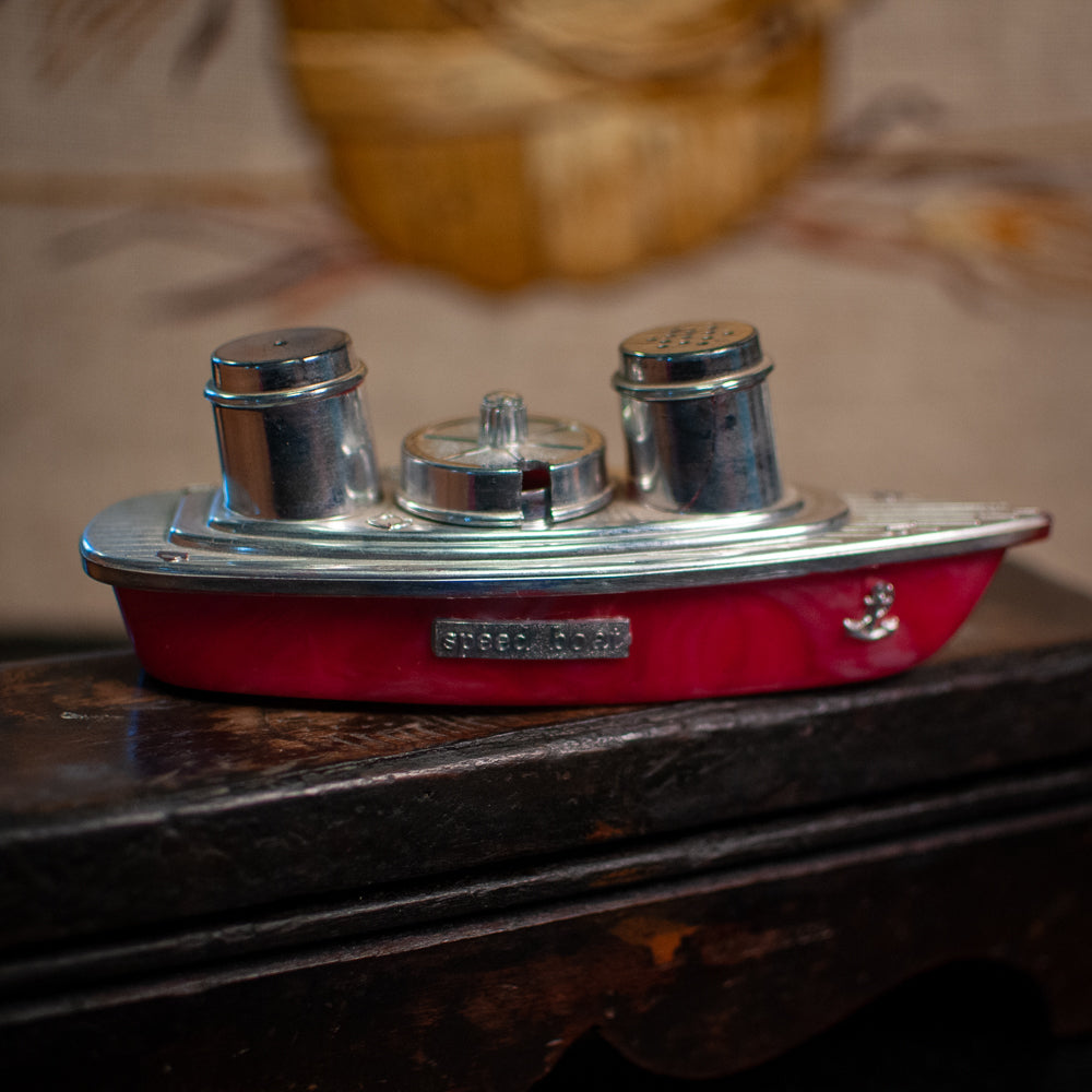 Speed Boat Salt, Pepper and Mustard Pot Set Made in Hong Kong 1960s