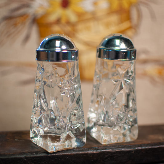 Vintage Anchor Hocking Pressed Glass Salt and Pepper Set